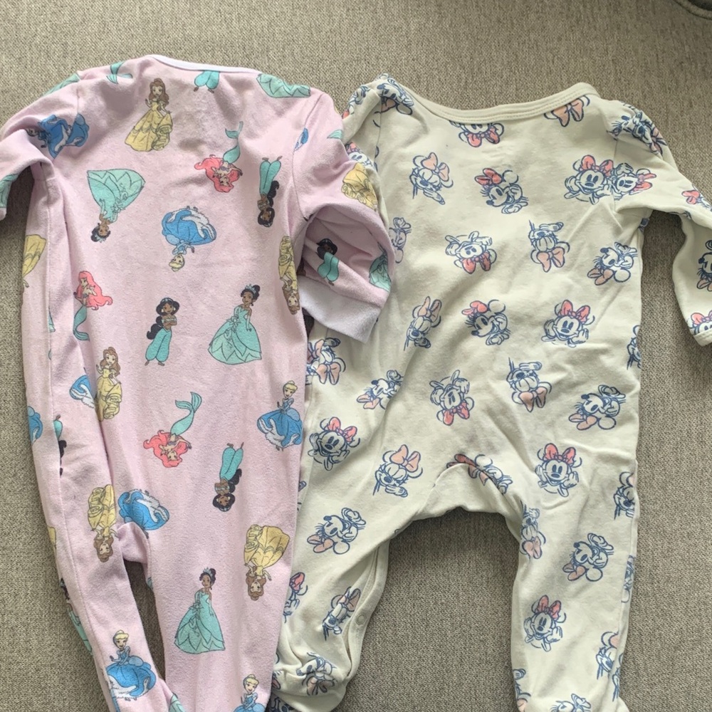 Disney baby 6-9 month One Piece Pajamas - Pink and Cream Minnie Mouse princess - Picture 7 of 7